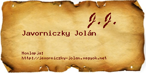 Javorniczky Jolán névjegykártya