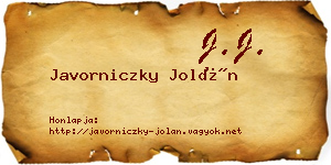 Javorniczky Jolán névjegykártya